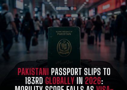 PAKISTANI PASSPORT SLIPS TO 183RD GLOBALLY IN 2026: MOBILITY SCORE FALLS AS VISA-FREE ACCESS SHRINKS 🇵🇰📉🛂