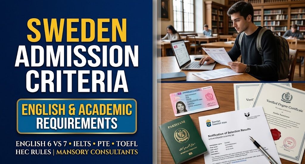 Academic & English Language Requirements for Sweden 2027: IELTS, PTE & TOEFL Rules