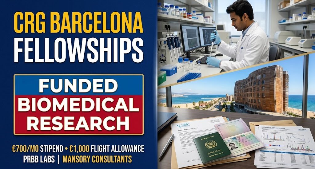 CRG Research Fellowships 2026–27 in Barcelona, Spain Funded Biomedical Research in Europe