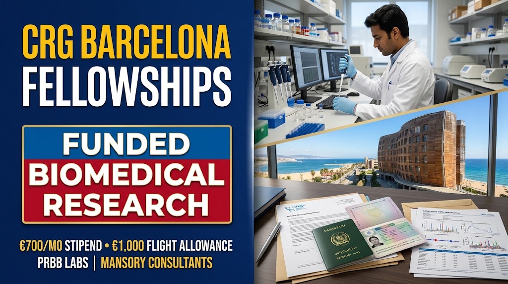 CRG Research Fellowships 2026–27 in Barcelona, Spain Funded Biomedical Research in Europe