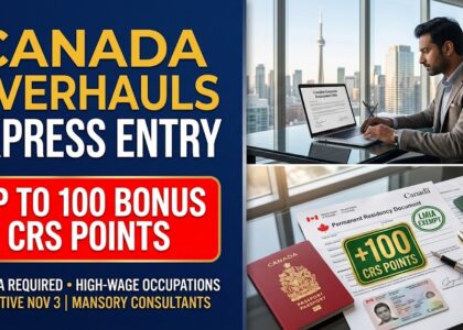 Canada Overhauls Express Entry Up to 100 Bonus CRS Points for High-Wage Jobs, LMIA Dropped