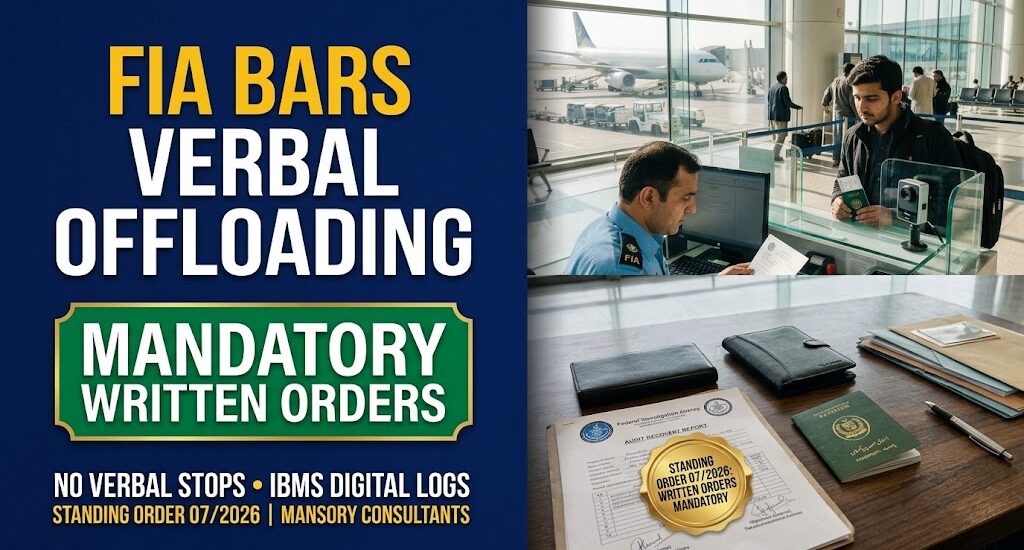 FIA Bars Verbal Offloading: Immigration Officers Must Provide Written Orders & IBMS Logs