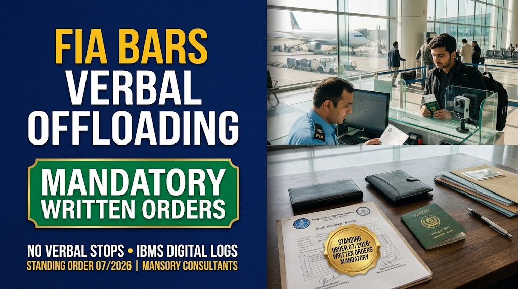 FIA Bars Verbal Offloading: Immigration Officers Must Provide Written Orders & IBMS Logs